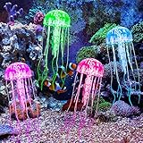 Giantree 4Pcs Glühende Qualle Fischtank Dekorationen Set, schwimmende Quallen Ornament Aquarium Dekoration Simulation Silikon Wasserorganismen für Aquarium Fisch Tank Glow Ornament