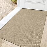 DEXI Fußmatte Innen 80 x 120cm, rutschfest Schmutzfangmatte, waschbar Fussmatte, Dünne Eingangstürmatte, Strapazierfähige Türmatte für Innenbereich, Beige