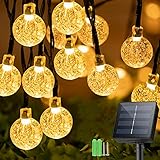 Sunlisky Solar Lichterkette Aussen, 6.5m 30 LED Kristall Kugeln, 8 Modi, Wasserdicht IP65 Solarlichterkette Außen Wetterfest Für Pavillon, Garten, Balkon, Terrasse,Goove