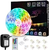 SHOPLED LED Streifen 5M mit Fernbedienung, Musik Sync Timer-Einstellung Dimmbar, Lichtstreifen Selbstklebend, RGB LED Strip, LEDs für Zimmer Schlafzimmer TV Party