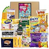 Asiatische Süßigkeiten Box mit über 30 Snacks - Asia Candy Mix mit Schokolade, Crackern, Candy und Keksen aus Korea, Taiwan, Japan, China, Thailand, Indien uvm. - Probierbox Spezialitäten aus Asien