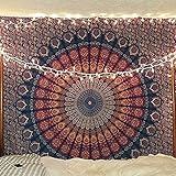 Wandbehang Mandala Hippie Wandteppich rot 229x213 cm Dekorativer Elefant großes Mandala indisches Wandtuch Böhmischer Tapestry für Wohnzimmer Dekor, Schlafzimmer wandteppiche