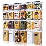 Vtopmart Vorratsdosen Set, Müsli Schüttdose & Frischhaltedosen, Kunststoff Vorratsdosen luftdicht, Satz mit 24, 24 Etiketten für Getreide, Mehl, Zucker usw