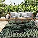 VIMODA In- und Outdoor Teppich Terrassen & Balkon Küche Teppich Palmen Design Schwarz, Maße:120x160 cm