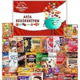 HELGA - BOX Asiatische Süßigkeiten ausgefallene enthält 20 beliebte Snacks aus ganz Asien vielseitiger Asia - Mix wie Jelly Straws & Krabbenchips ideal als Geschenk Box