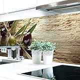 Küchenrückwand Oliven Premium Hart-PVC 0,4 mm selbstklebend - Direkt auf die Fliesen, Größe:340 x 80 cm