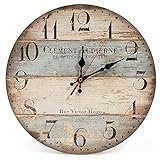 LOHAS Home 12 Zoll/30CM Holz Wanduhr/Küchenuhr im Landhausstil Stille Nicht-tickende für die Küche,Home Office, Wohnzimmer und Schlafzimmer (Victor Hugo)