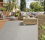 Mia´s Teppiche Lara - moderner Outdoor Teppich, wetterfest & UV-beständig, für Balkon, Terrasse und Wintergarten, flachgewebt, Grau, 120 x 170 cm