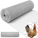 Amagabeli 1M x 25M Maschenweite 40mm Sechseckig Verzinkt Hühnerzaun Kaninchendraht Hasengitter Feinmaschig Wildzaun 6-Eck Drahtgeflecht Drahtstärke 0,9 mm Hasendraht Balkon und Kleintiere HC06