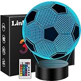 Linkax Fussball Geschenke Jungen Mädchen, Fußball Geschenke für Jungs, 3D Nachtlicht Kinder Optische Täuschung Lampe 16 Farben Ändern, Geburtstagsgeschenk 7 8 9 10 jahre Zimmer Schlafzimmer Deko