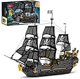 Auforua Piratenschiff Black Pearl, Mit LED Beleuchtung, 4708 Teile Klemmbausteine Piratenschiff Fluch Der Karibik Groß MOC Set, Piratenschiff Bausteine Bausatz